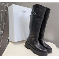 Unique Style Celine Bulky High Buckle Boots in Calfskin Black 1013124