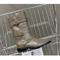 Most Popular Celine Lyra Ankle Buckles Boots in Calfskin Green 1016060