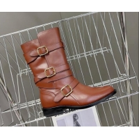 New Style Celine Lyra Ankle Buckles Boots in Calfskin Dark Brown 1016061