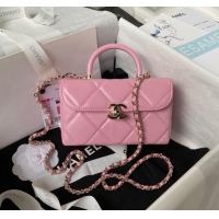 Famous Brand Chanel SMALL FLAP BAG WITH TOP HANDLE AS4469 Pink