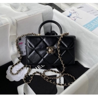 Unique Discount Chanel SMALL FLAP BAG WITH TOP HANDLE AS4469 black