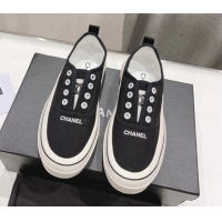 Good Quality Chanel Canvas Slip-on Sneakers Black 809089