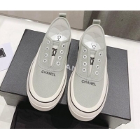 New Design Chanel Canvas Slip-on Sneakers Grey 809090