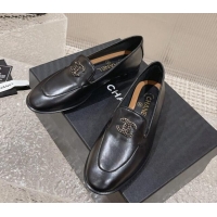 Purchase Chanel Calfskin Loafers with Black Beads CC Black 809121