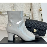 Best Price Chanel Patent Calfskin Ankle Boots 5cm Light Grey 81008