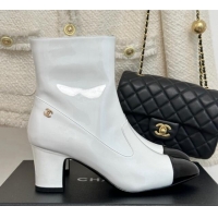 Buy Discount Chanel Patent Calfskin Ankle Boots 5cm White 81010