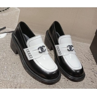 Low Price Chanel Calfskin Moccasins Loafers White/Black 819048