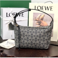 Famous Brand Loewe Miniature Anagram Jacquard and cow leather bag 651420 Navy blue&black