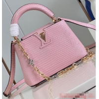 Buy Discount Louis Vuitton Capucines Mini Lizard print N81209 pink