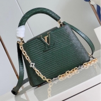 Reasonable Price Louis Vuitton Capucines Mini Lizard print N81209 Dark Green