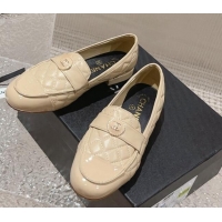 Sumptuous Chanel Patent Calfskin & Quilted Lambskin Loafers Beige 819068