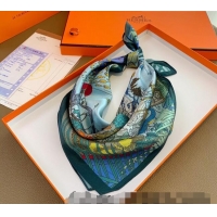 Market Sells Hermes Le Carnaval des Animaux Silk Sqaure Scarf 50x50cm H8062 Light Blue 2023