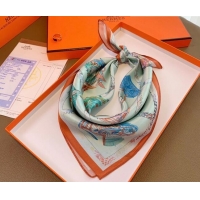 Spot Bulk Hermes Chevaloscope Silk Sqaure Scarf 50x50cm H8063 Light Blue 2023