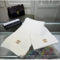 New Design Chanel Knit Hat and Scarf Set CH101807 Optic White 2023