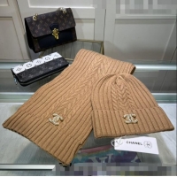 Wholesale Grade Chanel Knit Hat and Scarf Set CH101807 Brown 2023