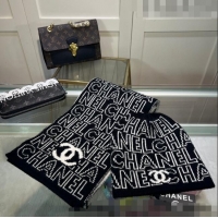 Top Quality Chanel Knit Hat and Scarf Set CH101807 Black/White 2023