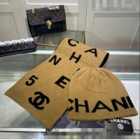 Inexpensive Chanel Knit Hat and Scarf Set CH101807 Brown 2023