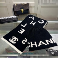 Low Cost Chanel Knit Hat and Scarf Set CH101807 Black/White 2023