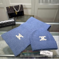 Wholesale Cheap Celine Knit Hat and Scarf Set CE10183 Light Blue 2023