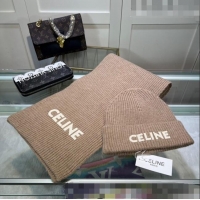 High Quality Celine Knit Hat and Scarf Set CE10183 Beige 2023