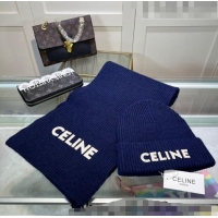 Buy Classic Celine Knit Hat and Scarf Set CE10183 Royal Blue 2023