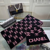 Market Sells Chanel CC Knit Hat and Scarf Set CH101807 Black/Pink 2023