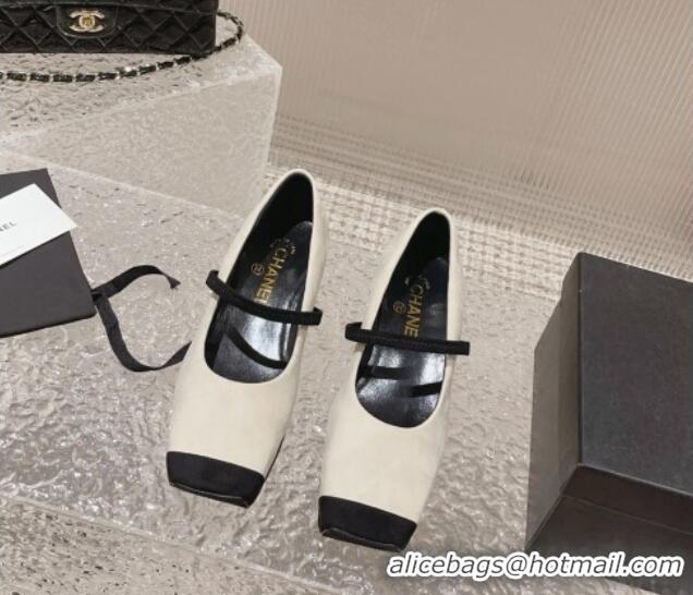 Best Product Chanel Suede Square Mary Janes Wedge Pumps White 828027