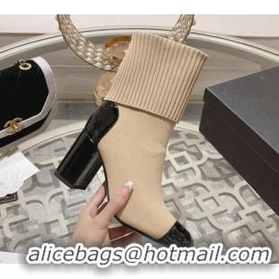 Best Price Chanel Knit Ankle Boots 8.5cm Beige Best Price Chanel Knit Ankle Boots 8.5cm Beige 828037