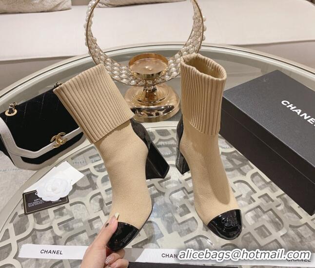 Best Price Chanel Knit Ankle Boots 8.5cm Beige Best Price Chanel Knit Ankle Boots 8.5cm Beige 828037