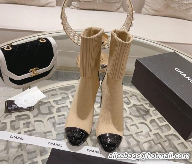 Best Price Chanel Knit Ankle Boots 8.5cm Beige Best Price Chanel Knit Ankle Boots 8.5cm Beige 828037