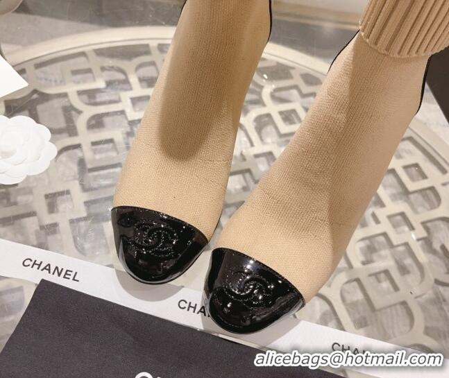 Best Price Chanel Knit Ankle Boots 8.5cm Beige Best Price Chanel Knit Ankle Boots 8.5cm Beige 828037