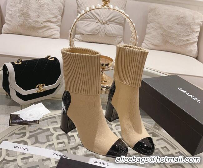 Best Price Chanel Knit Ankle Boots 8.5cm Beige Best Price Chanel Knit Ankle Boots 8.5cm Beige 828037