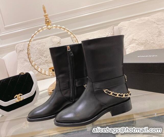 Luxury Chanel Knit Ankle Boots 8.5cm Black 828038