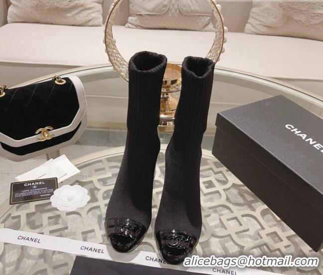 Luxury Chanel Knit Ankle Boots 8.5cm Black 828038