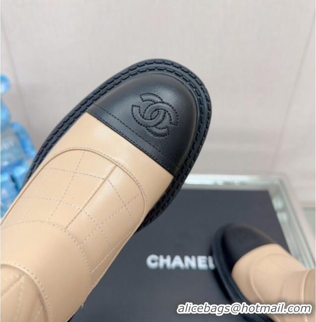 Best Product Chanel Lambskin Ankle Boots with CC Strap Beige 901001