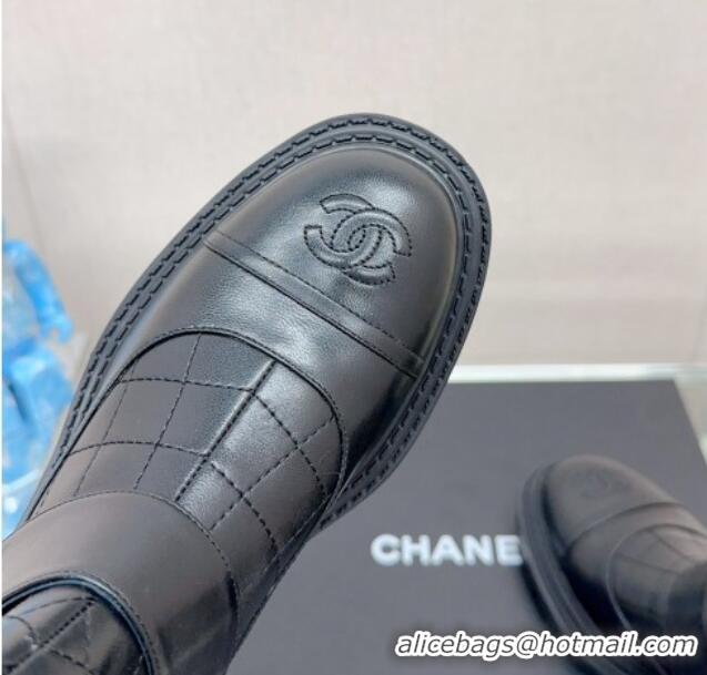 Luxurious Chanel Lambskin Ankle Boots with CC Strap Black 901002