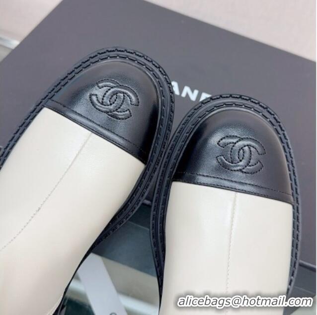 Best Quality Chanel Lambskin Ankle Boots with CC Buckle White 901006