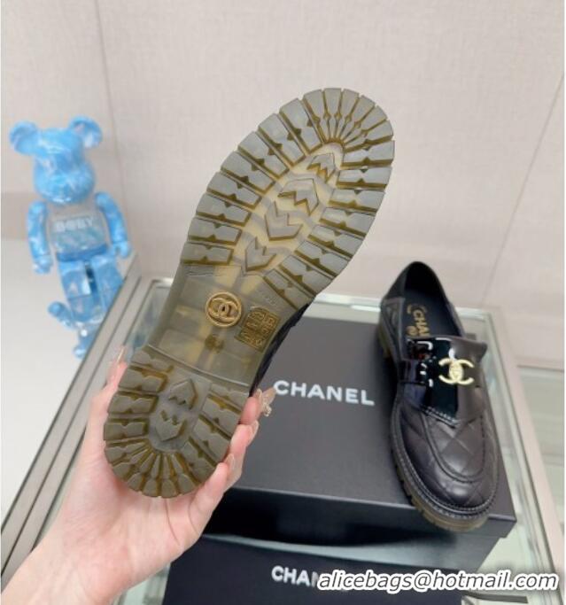 Low Price Chanel Quilted Lambskin Loafers with CC Foldover Black 901014