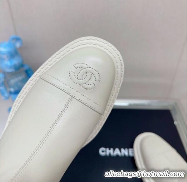 New Style Chanel Lambskin Ankle Boots 3.5cm with Buckle Strap White 901016