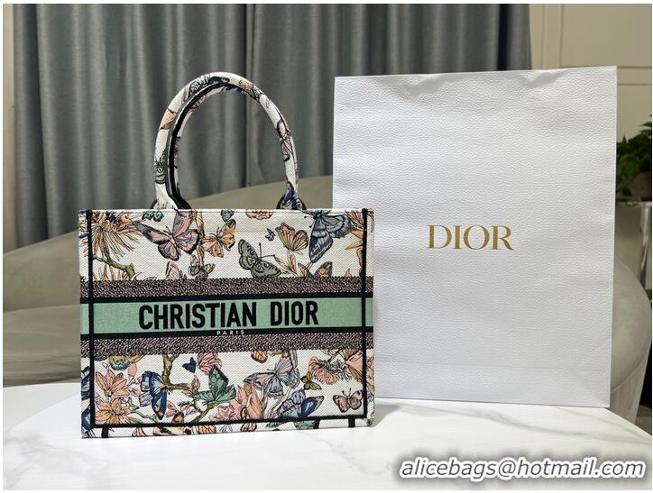 Best Price MEDIUM DIOR BOOK TOTE White Multicolor Toile de Jouy Mexico Embroidery M1296ZE