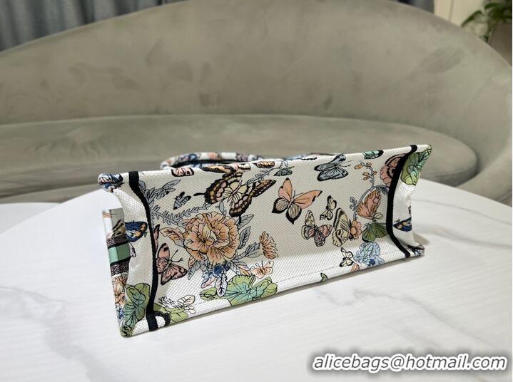 Best Price MEDIUM DIOR BOOK TOTE White Multicolor Toile de Jouy Mexico Embroidery M1296ZE