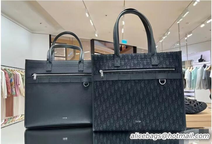 Top Quality Dior Essentials SAFARI TOTE BAG Black Dior Oblique Jacquard and Grained Calfskin 1bSSH22