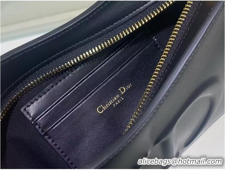 New Design Dior CD SIGNATURE small BAG Black Calfskin with Embossed CD Signature C02229A