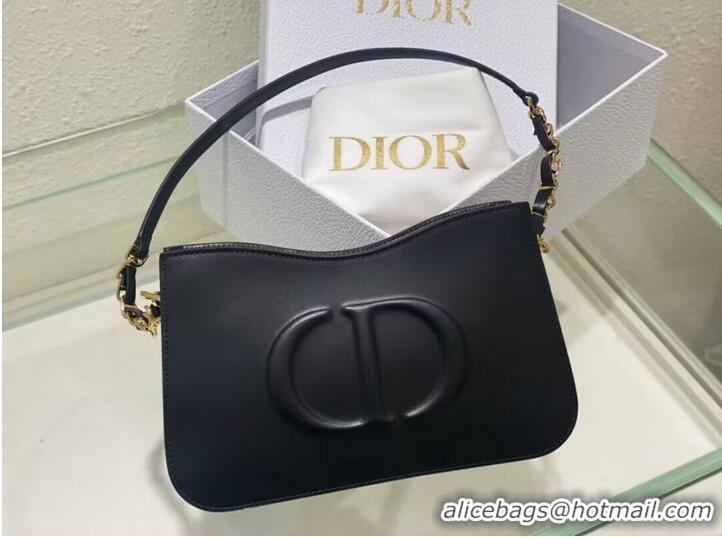 New Design Dior CD SIGNATURE small BAG Black Calfskin with Embossed CD Signature C02229A