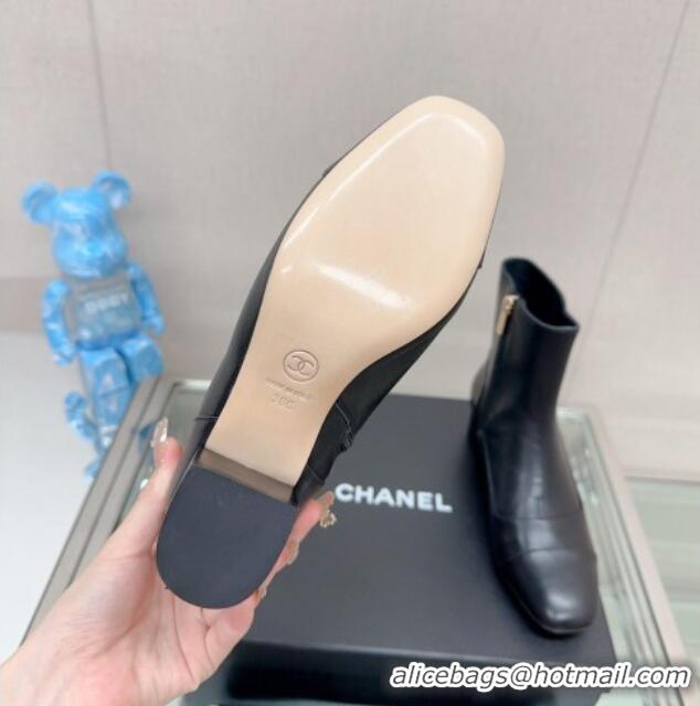 Low Cost Chanel Lambskin Heel Ankle Boots 5cm in Patchwork Leather Black 901023