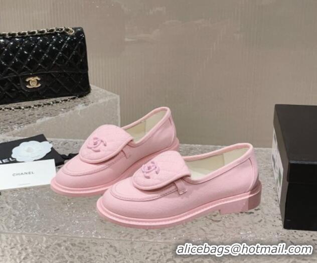 Best Price Chanel Canvas Loafers with Matte CC Foldover Pink 901041