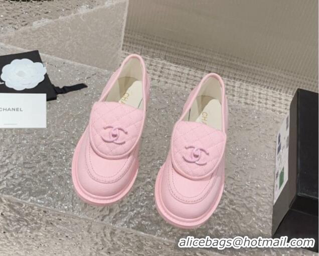 Best Price Chanel Canvas Loafers with Matte CC Foldover Pink 901041