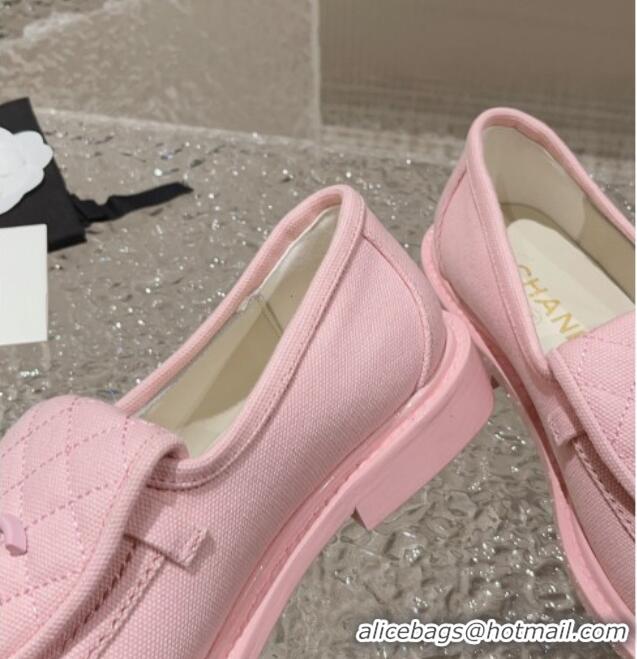 Best Price Chanel Canvas Loafers with Matte CC Foldover Pink 901041