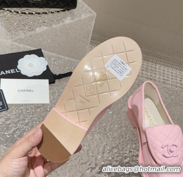 Best Price Chanel Canvas Loafers with Matte CC Foldover Pink 901041