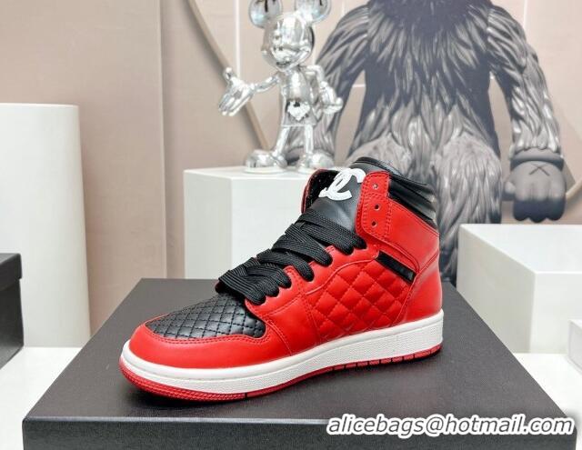 Perfect Chanel Quilted Calfskin High-top Sneakers Black/Red 901045